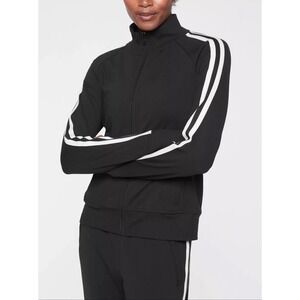 Athleta‎ Circa Track Jacket Women's Stripe Full Zip Size Medium Black Running